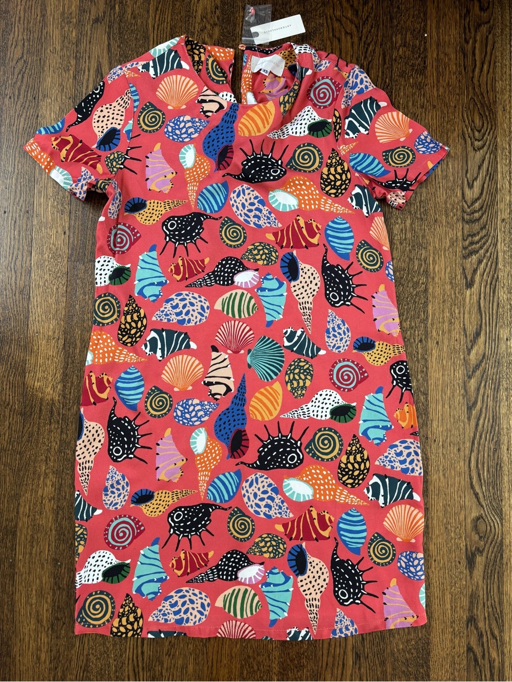 Women’s Coral Shell-Print Short Sleeve Dress
